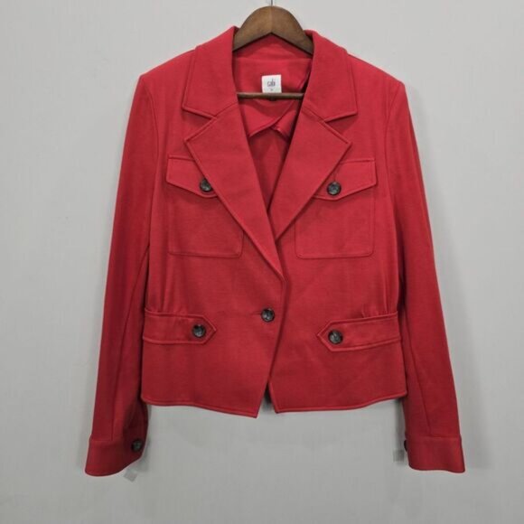 Cabi Little Red Jacket Blazer Womens 14 One Button Unlined Pockets Stretch Short - Picture 1 of 13